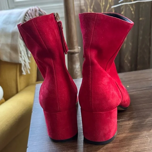 M. Gemi Bold Red Suede Heeled Boots - CHRISTMAS SALE PRICE! - Picture 2 of 8